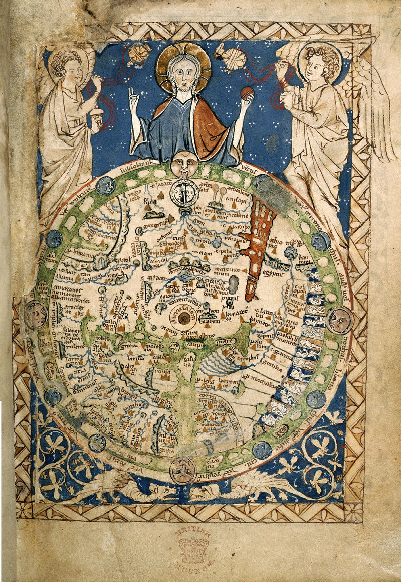 The Garden of Eden was once believed to be a specific place on Earth and found on maps represented as a four-rivered garden in the east. Psalter World Map here has Jesus at the top, Adam & Eve just below and 'monsters' at the bottom... #MythologyMonday