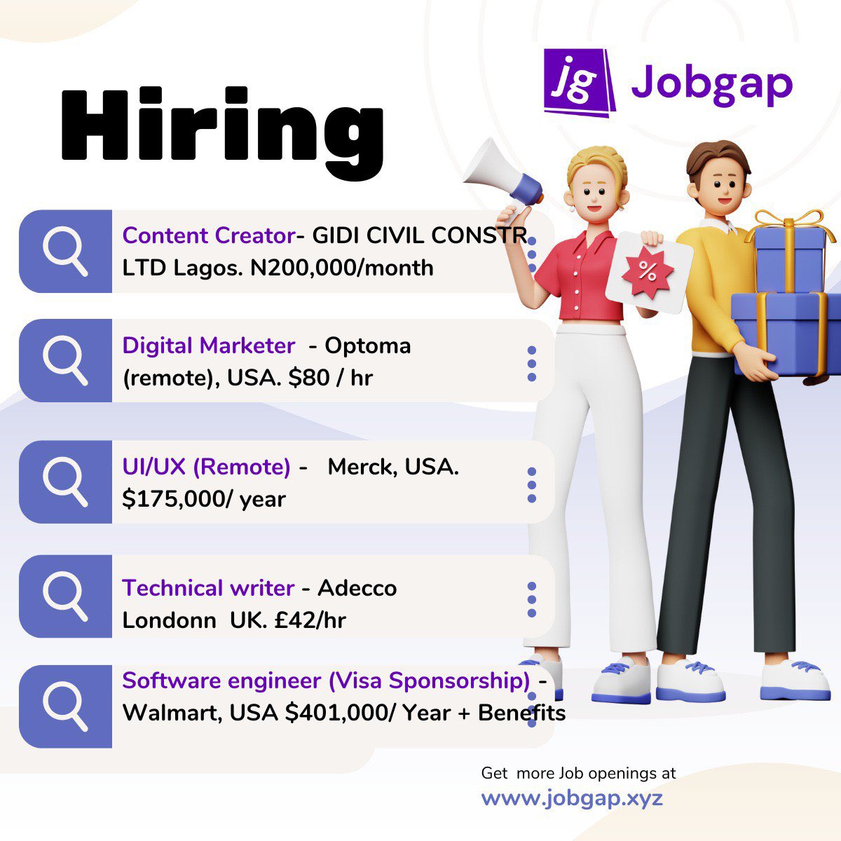 Top Hiring ‼️‼️‼️

#HIRINGNOW 
#Recruiting 
#jobgap