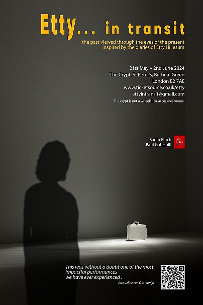 Coming soon!
‘Etty…in transit’
A new multimedia production based on the diaries of #EttyHillesum (1914-1943)
The Crypt, St Peter’s, London E2 7AE
21/5/24-2/6/24
ticketsource.co.uk/etty
<a href="/sarahfinchy1/">Sarah Patricia Finch</a> @passamezzo <a href="/gpricebaghurst/">GarethPrice-Baghurst</a> <a href="/ashleigh_aston/">Ashleigh Aston</a> <a href="/PaulGateshill/">Paul Gateshill</a> <a href="/_EttyHillesum/">Etty Hillesum</a>