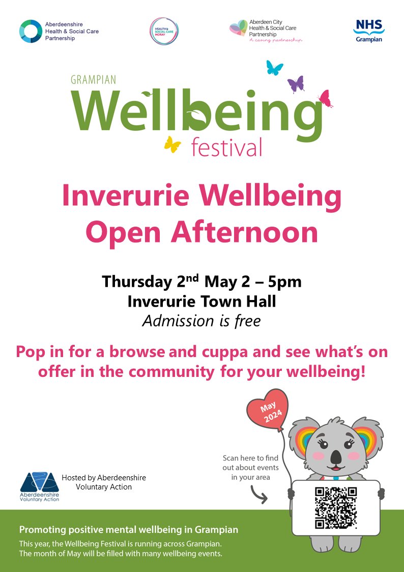 We are excited to join the Inverurie Wellbeing Open Afternoon for the Grampian Wellbeing Festival. Swing by our ALISS info stall on Thursday, May 2nd from 2-5 pm. Let's promote mental health and wellbeing together!

#ConnectingYouToYourCommunity #GrampianWellbeingFestival