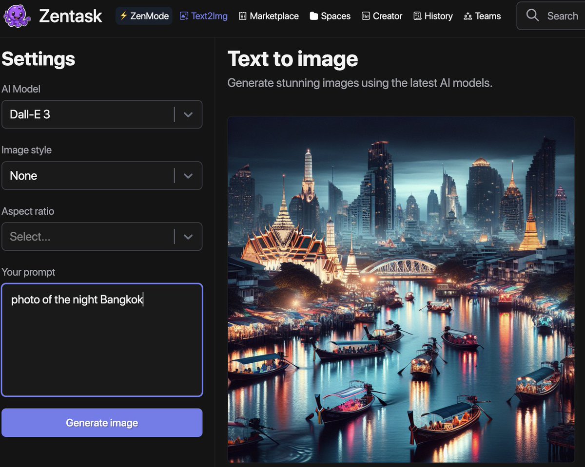 Dall-E 3 is now live on Zentask! Coming up next – Google's Imagen, so keep an eye out! 👀