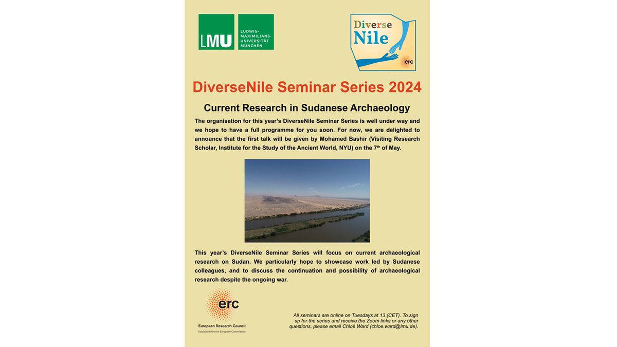 We are very excited to announce the start of this year’s DiverseNile Seminar focusing on current archaeological research on Sudan, particularly led by Sudanese colleagues, on May 7th with a lecture by Mohamed Bashir! More details will be announced soon!
