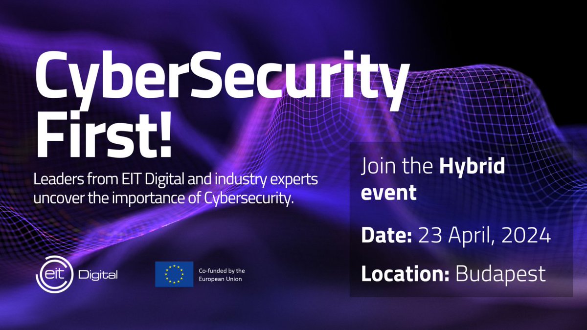 🗓️Save the Date!
Join the 'Cybersecurity First' a hybrid event organized by @EIT_Digital on April 23 2024.
Hear from industry experts discussing the critical importance of #cybersecurity in today's digital era.
Register now and mark your calendar:
share.hsforms.com/1Mq4u6TC7Ta2aS…