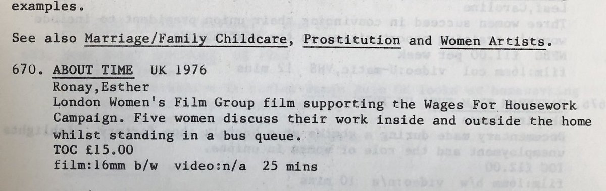 Anyone have access or know more about this 1976 #WagesForHousework documentary called 'About Time' from the London Women's Film Group?!
