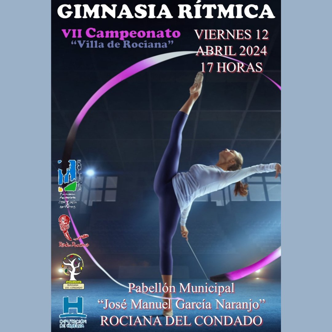 #RocianaDelCondadoRELAS continua con su apuesta deportiva.
Ahí llevamos este campeonato de Gimnasia Rítmica 
📅este viernes 12 de abril
a las 🕚17 h
en 🗺️ el Pabellón Municipal.
#Localizarlasalud
#HuelvaProvRELAS