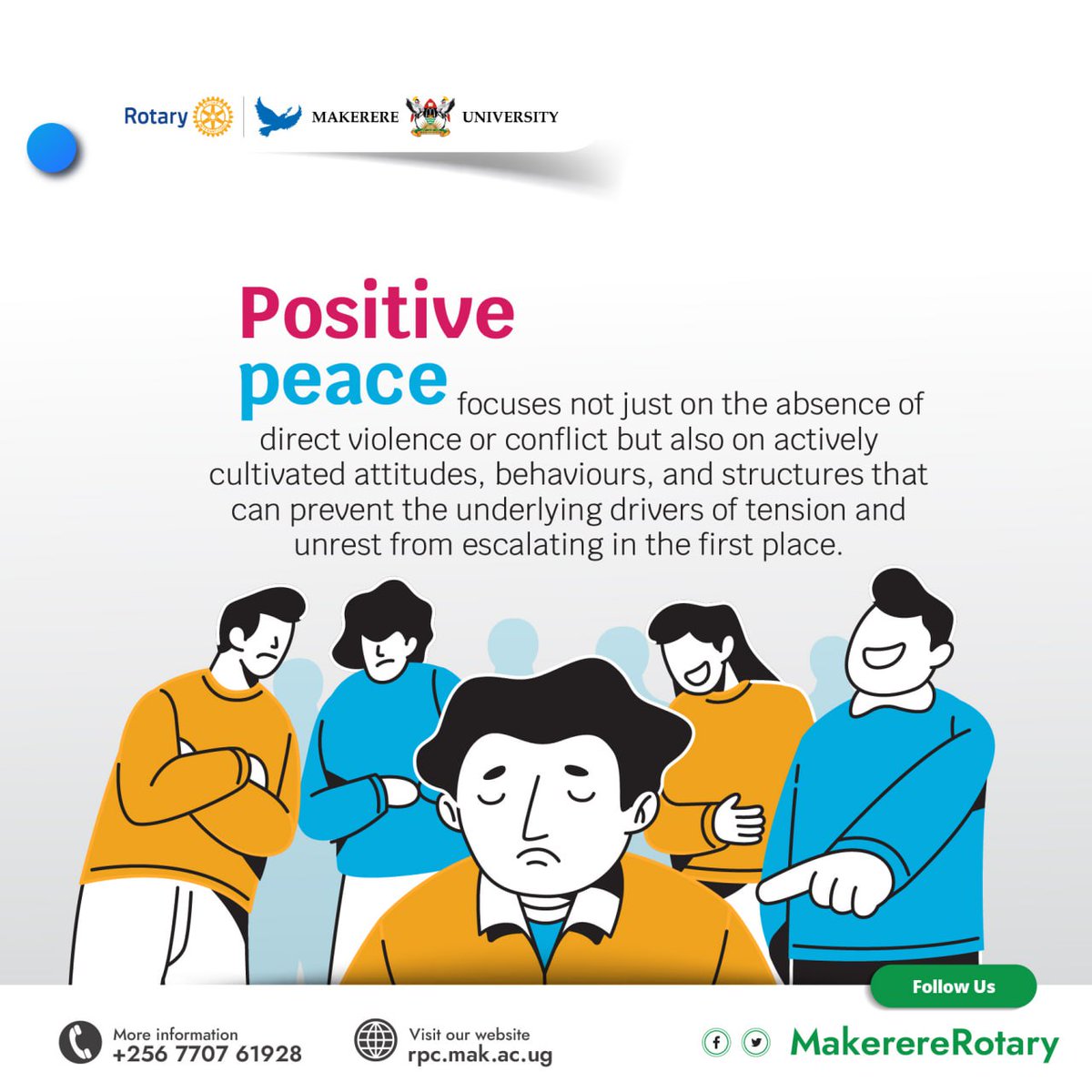 Recent research from institutes dedicated to peace studies reveals that Rotary's grassroots service model aligns powerfully with an emerging framework known as 'positive peace.' - @mutimbanyokac, Rotary Peace Fellow at @MakerereRotary / @Makerere.