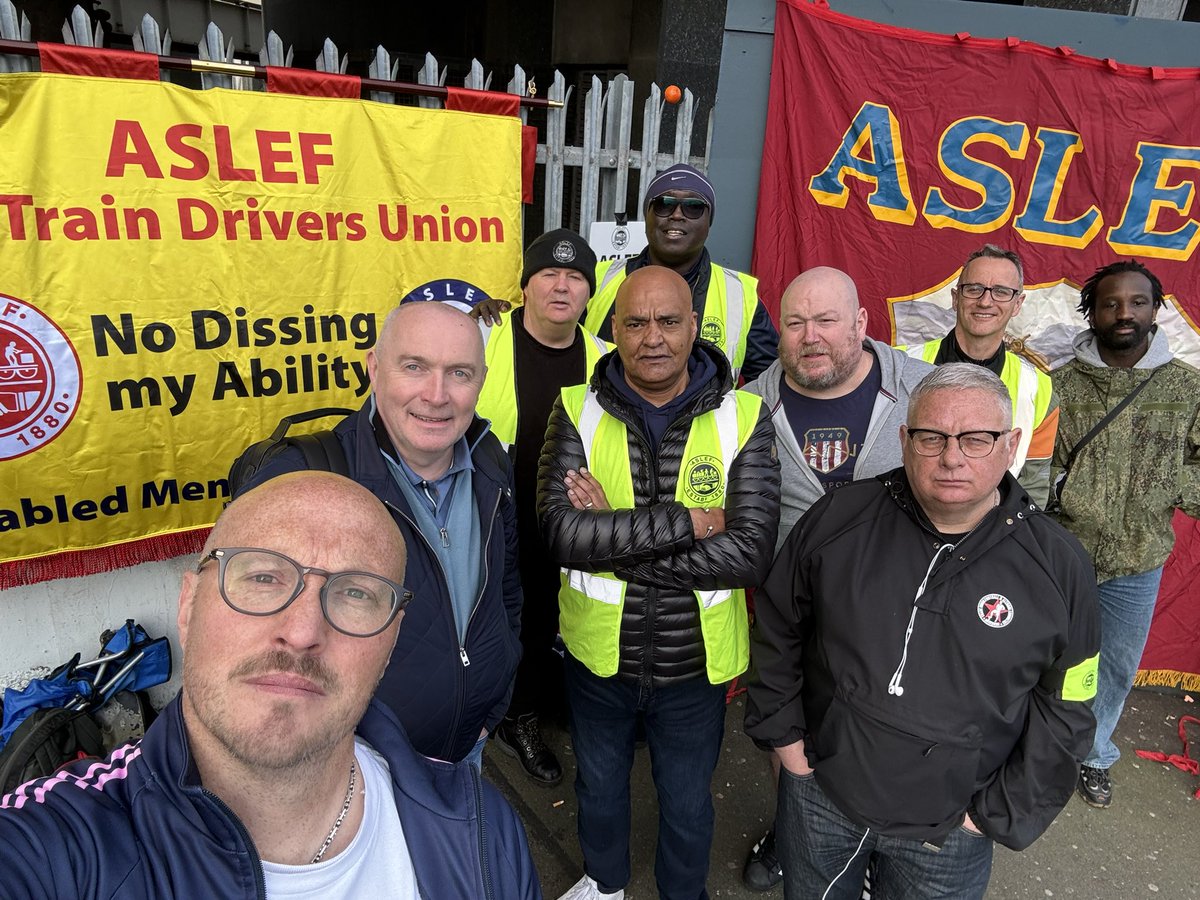 Another day protecting our T&Cs … solidarity with all of our other District 1 colleagues today and all other districts over this period of industrial action. #strikemap #righttostrike #aslefstrike #investinrail