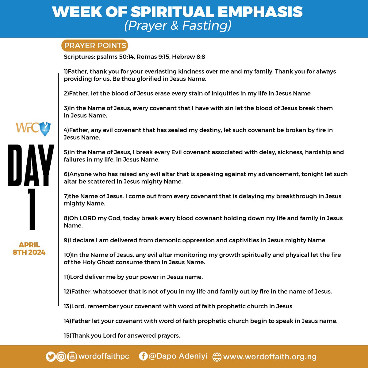 Week of spiritual emphasis

DAY 1

It's our month to WALK IN DIVINE COVENANT 
.
.
#wordoffaithpc #faithcity #wfc #wordoffaith #propheticimpactconference #helpisontheway #unusualtestimoies #propheticimpact #april2024 #strengths #weekofspiritualemphasis