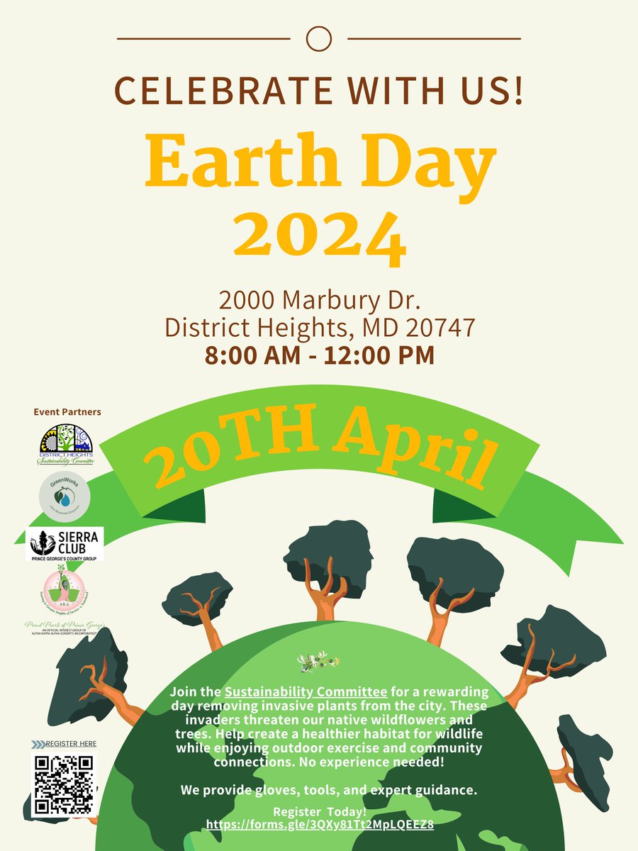 Join us and our partners for a rewarding day removing invasive plants in District Heights. Make a difference for wildlife. No experience needed! Gloves, tools, and expert guidance provided. Register by April 15th: forms.gle/3QXy81Tt2MpLQE… #EarthDay2024 #EarthMonth #ClimateAction