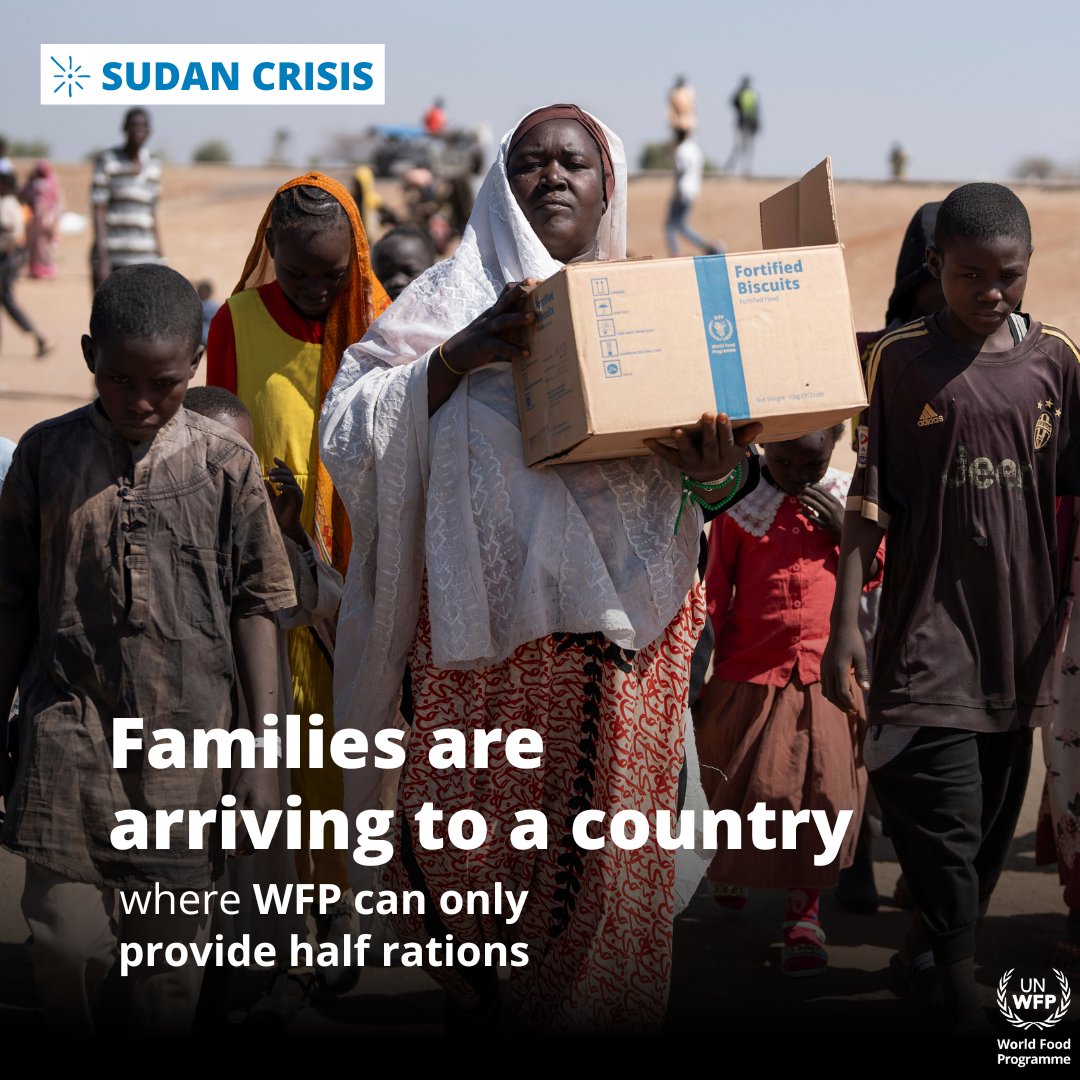 Funding shortages have forced WFP to prioritize assistance across #SouthSudan and families are only receiving half rations. WFP provides fortified biscuits, food, cash & nutrition assistance to those crossing the border from Sudan but needs are rising and more funding is needed.