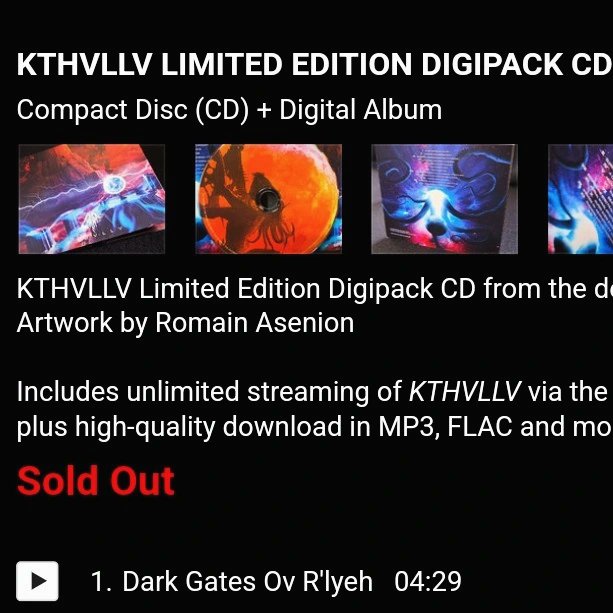 THANKS A LOT EVERYONE FOR YOUR AMAZING SUPPORT!! ♆ 💀 On this day of total eclipse, KTHVLLV CD DIGIPACK IS SOLD OUT, sealing the prophecy: the awakening of KTHVLLV from the depths of R'LYEH! 🪐 💀 ⚰️ 🌑🕯