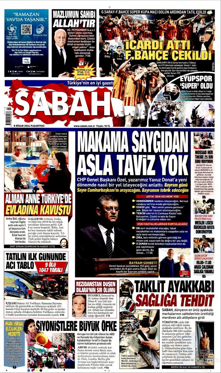 ismailsaymaz's tweet photo. Hayret gerçekten…
Bugün Sabah’ın manşetinde Özgür Özel var.
Üstelik haber aleyhte değil.
Bir de şöyle düşünün…
Sabah bile yılda bir gün de olsa TRT’den daha yansız durabiliyor. https://t.co/V5Qj8dvm0Q