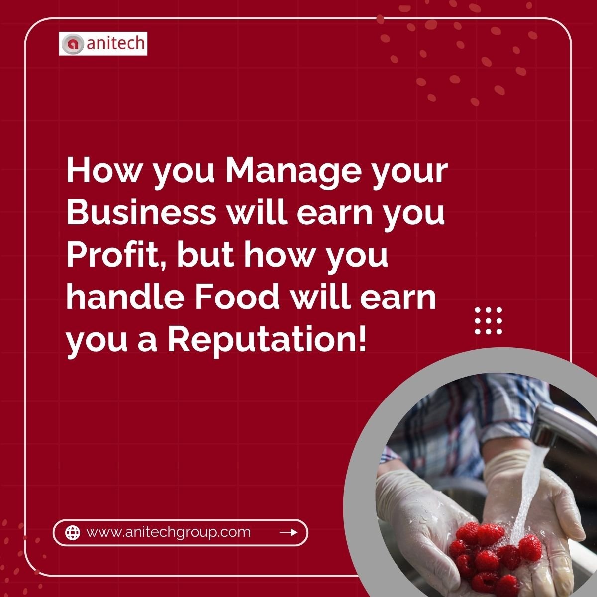 Elevate your brand by prioritising #FoodSafety & earning customer trust
Discover how our services can help you maintain top-notch #foodhandling practices 
Call now-1300 802 163,e-mail – sales@anitechgroup.com

 #BrandReputation #foodsafetypractices #foodsafetyconsultant #anitech