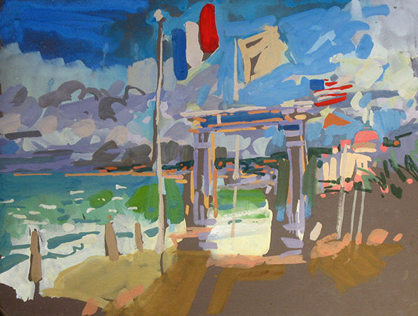 ‘Strong winds’ gouache on board