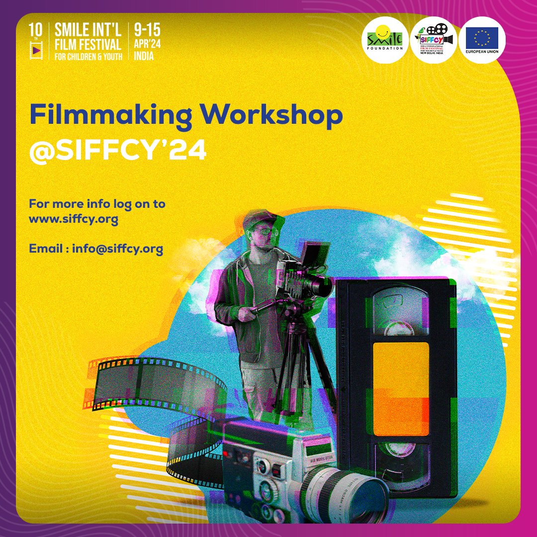 Get ready to ignite your creative visions with an exclusive Filmmaking Workshop at #SIFFCY24 on 11th April, 2024 from 11:30 AM - 12:15 AM at Modi Hall, PHD House,New Delhi📍