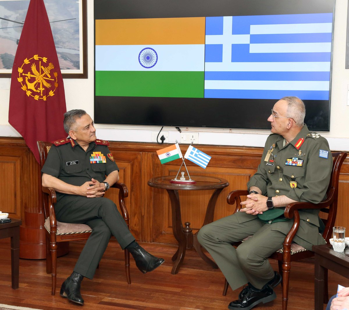 Delhi: Chief of the Hellenic National Defence General Staff General Dimitrios Choupis calling on Chief of Defence Staff General Anil Chauhan