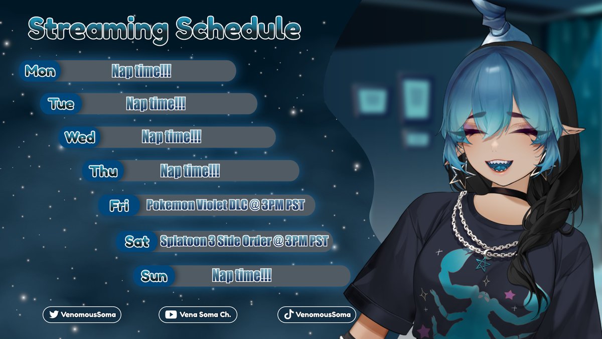 ✨This week's schedule✨ I didn't forget this time lol! Get ready for more Pokémon and Splatoon this week 😈 #Vtuber #ENVtuber #VtuberEN