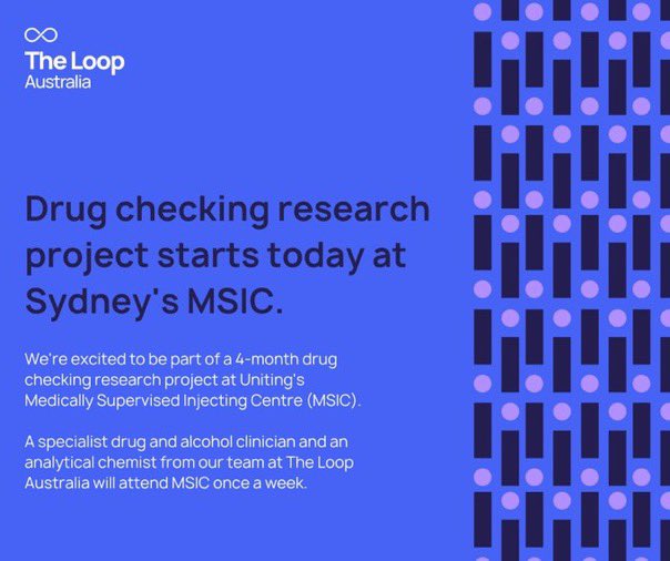 ♾️💜♾️ #drugchecking has started in New South Wales & in an Australian supervised injecting centre! Congratulations to our sister organisation The Loop Australia on launching drug checking in the infamous Sydney MSIC. 👏👏👏 ♾️💜♾️