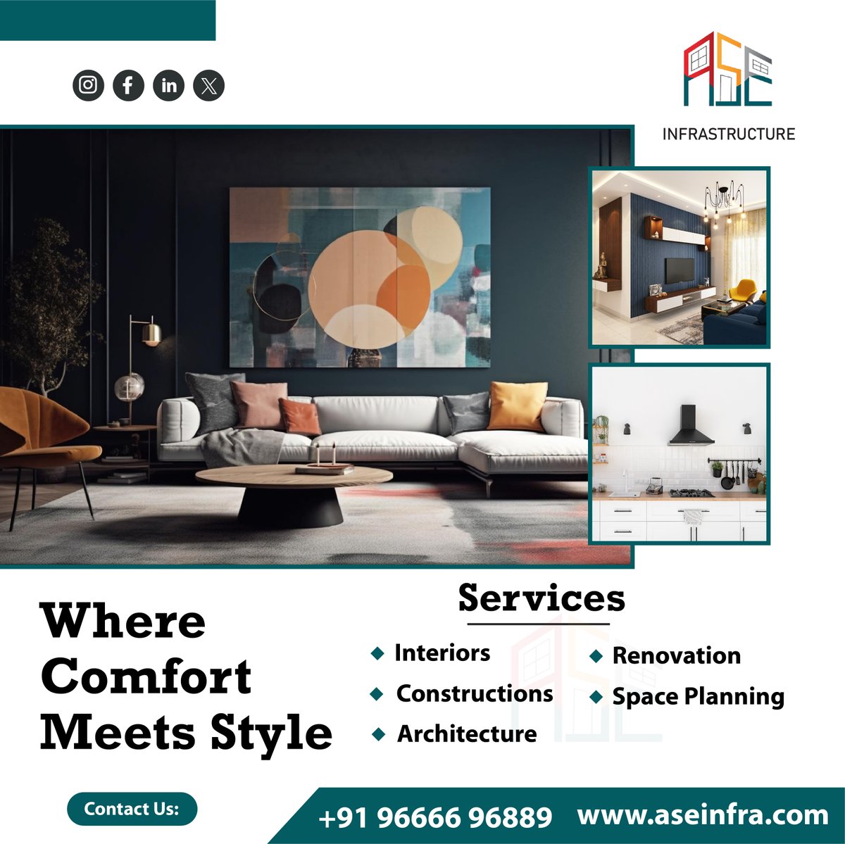 aseInfrastruct2's tweet photo. ASE Infrastructure excels in interiors, renovation, construction, architecture, and space planning services. Our expertise ensures exceptional design, seamless execution.
Call Us:+919666696889
Visit Us: https://t.co/m6fCc4BDvJ
#aseinfrastructures https://t.co/I9EffNkIdk