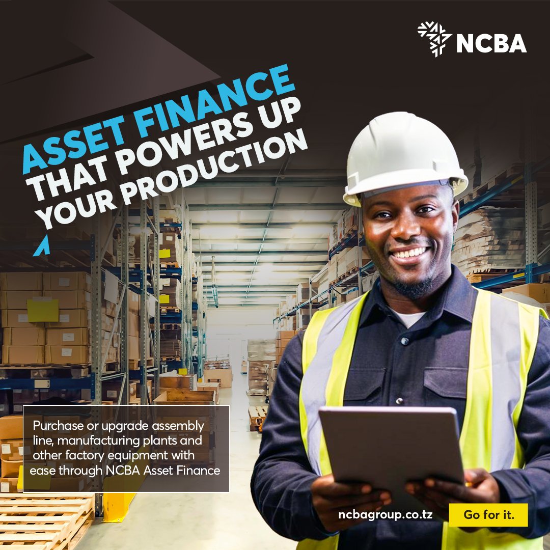Unlock the potential of your production line with our strategic asset finance solutions for factory expansion. Let us power your growth and innovation.
⁣
Call us +255767486526 ⁣to learn more and apply.⁣ 

#NCBA #AssetFinance #GoForIt #BusinessGrowth