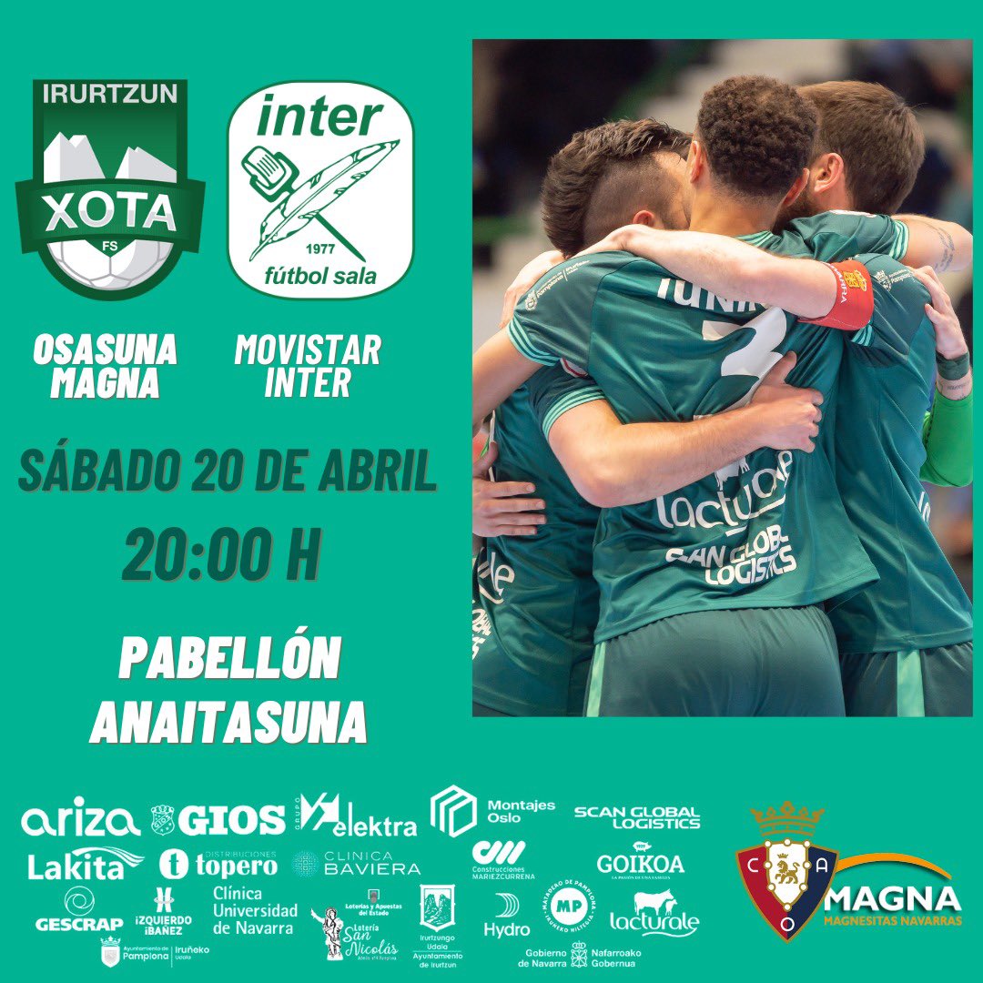 🔜 El sábado 20 abril recibiremos a @InterMovistar en Pamplona. 🕗 20.00 horas 💚❤️ #ElMitoContinúa