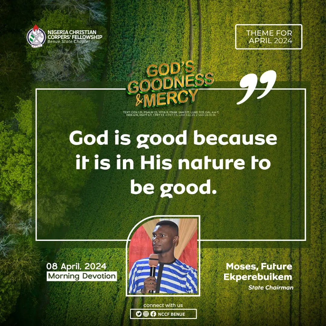 Excerpts from today's morning devotion. 

Have a fulfilled ahead.

#NCCF
#Nccfbenue
#NCCfamily
#nccfservice
#Nccfnational
#JesusCorper
#nccfbenuedevotions
