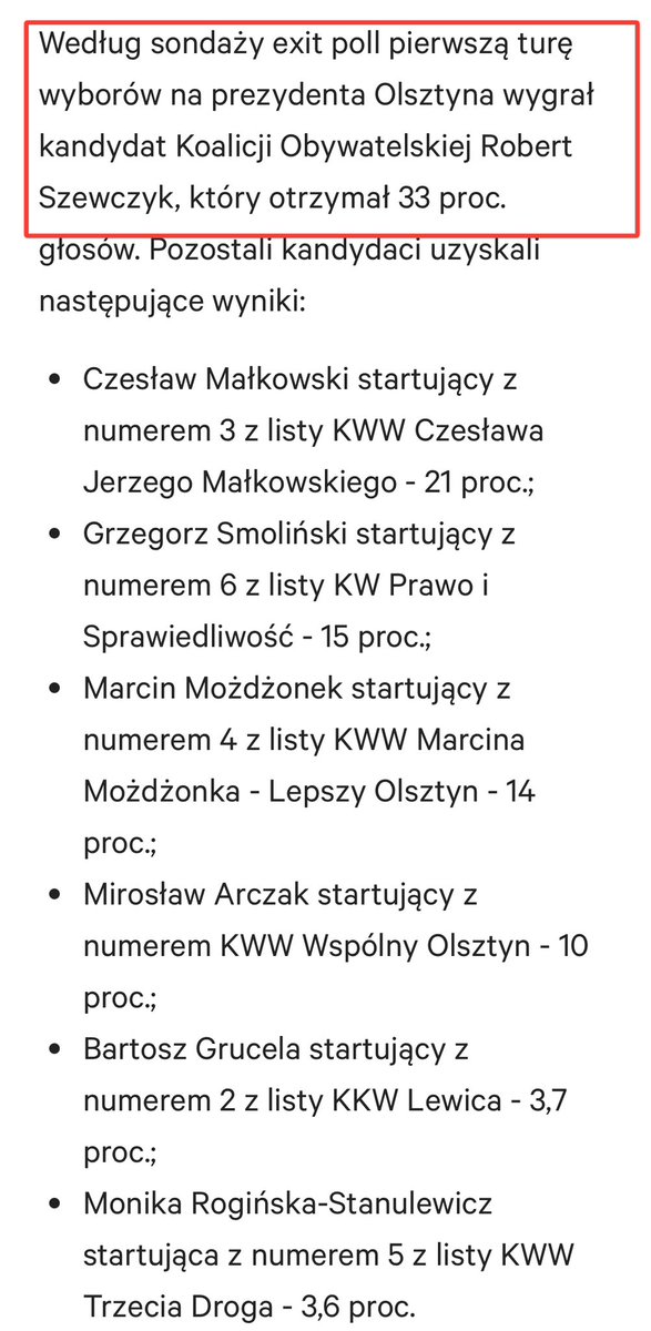 Dobre wiadomości z Olsztyna💙 Możdżonek - morderca zwierząt i kumpel lumpa Mateckiego nie wchodzi do drugiej tury🖕