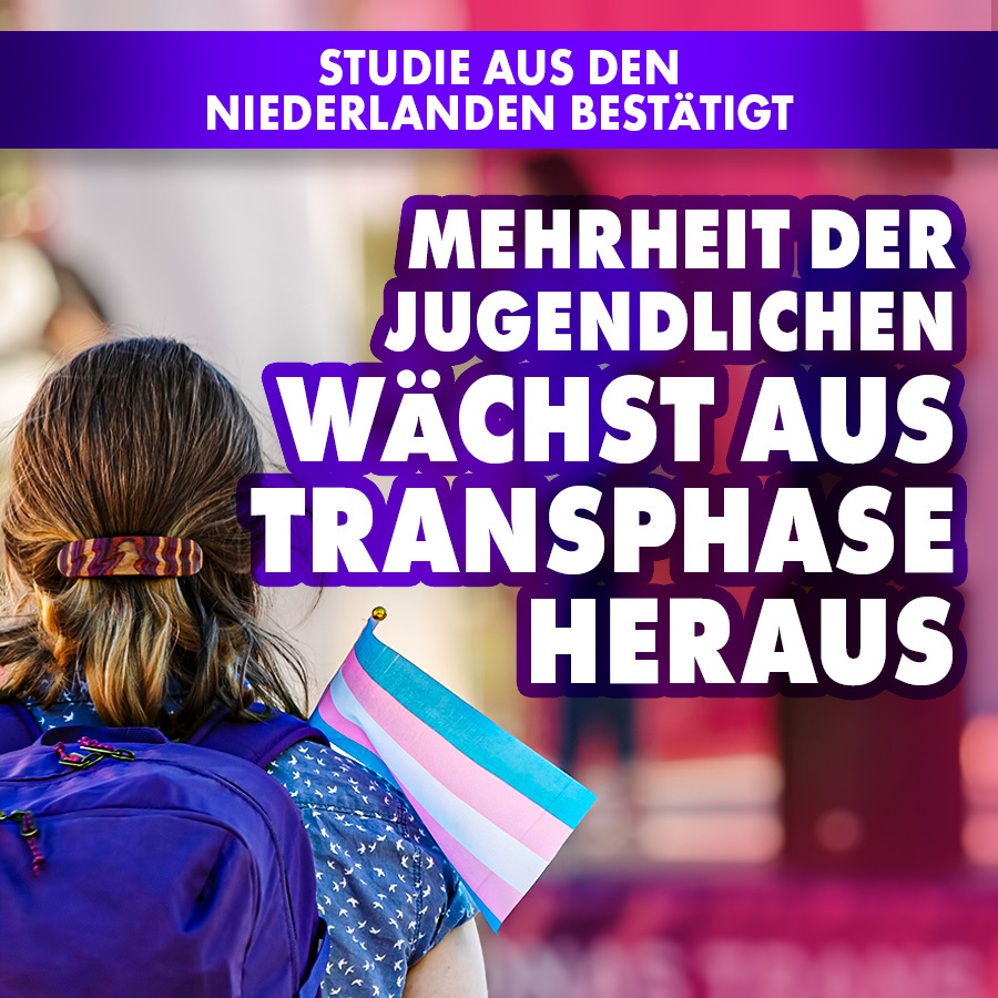 Die Mehrheit der Transjugendlichen wächst bis zum Erwachsenenalter aus ihrer empfundenen Geschlechtsdysphorie heraus. Das geht aus einer Langzeitstudie aus den Niederlanden hervor. nius.de/ausland/studie…