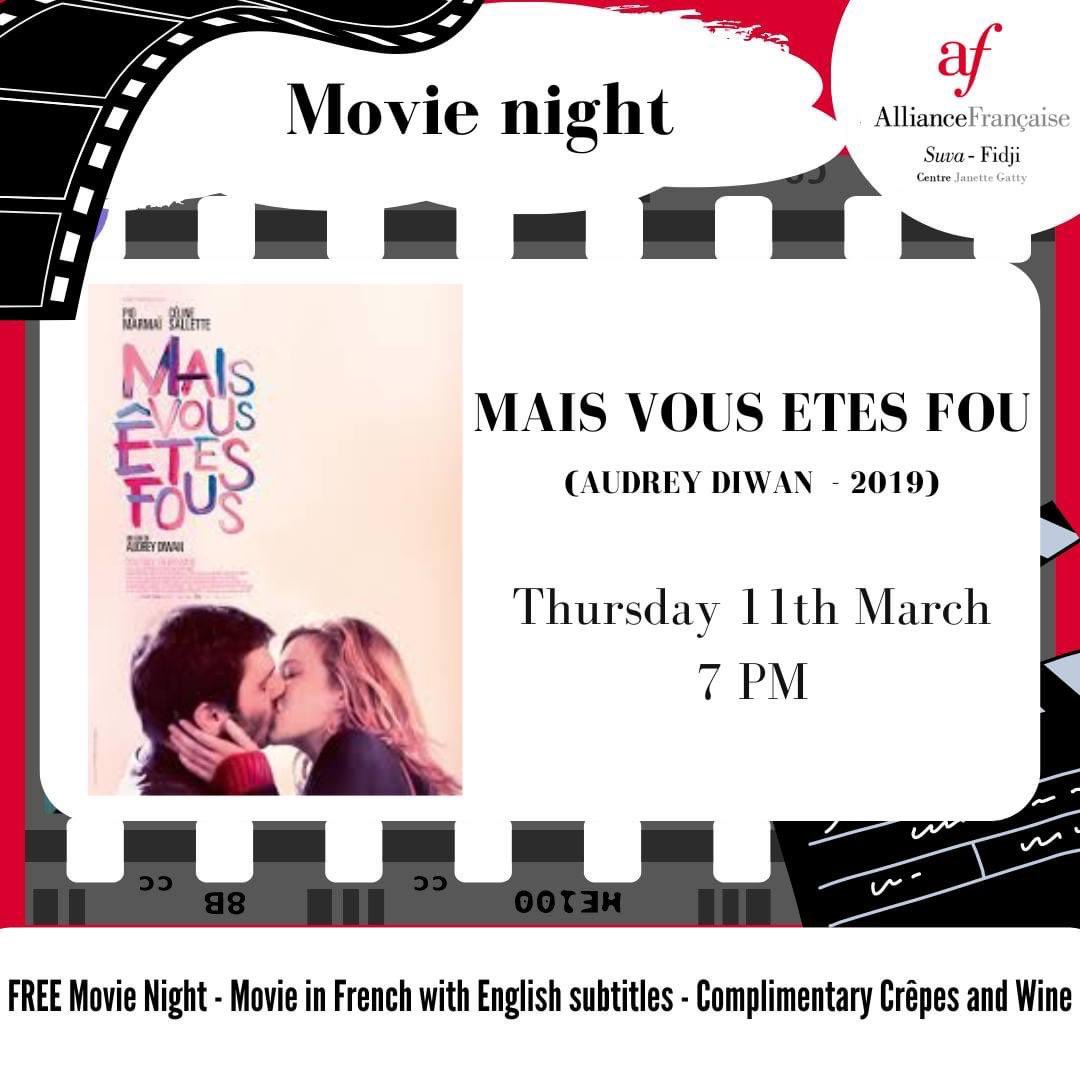 Free movie 🎬 night at #AllianceFrançaise, Apr 11, 7PM! Watch 'Mais Vous Êtes Fou' (2019) by Audrey Diwan. Discover Roman's secret battle with addiction and its impact on love. Will truth strengthen or shatter bonds? An evening of compelling #French 🇫🇷 #cinema awaits. See you!