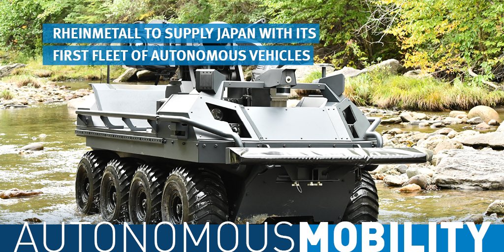 #Rheinmetall paves the way for #autonomous Unmanned Ground Vehicles (#UGVs) in #Japan 🇯🇵 after being awarded a multimillion-dollar contract on behalf of the Japanese #MinistryofDefence. rheinmetall.com/en/media/news-… #Defence #Military #Army