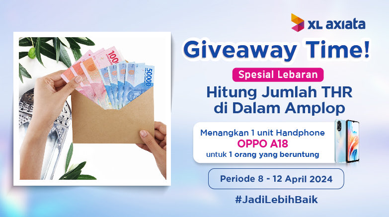 Yuk, ikutan!
1. Follow @XLAxiata_Tbk 
2. RT dan Like Postingan ini
3. Tulis jawabanmu di kolom reply
4. Jangan lupa untuk mention teman kamu
5. Sertakan hashtag #JadiLebihBaik sebanyak mungkin!

#JadiLebihBaik
