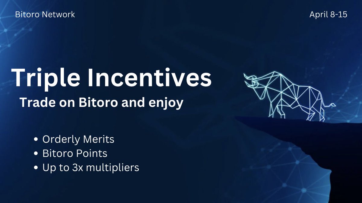 Attention digital asset enjoyoors 📢 Exciting news from Bitoro! Starting today, April 8th, earn double AND triple Bitoro points! Details below🧵