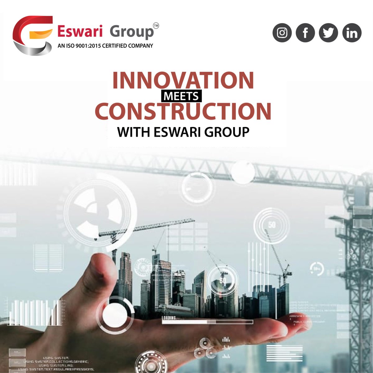 At Eswari Group, innovation meets construction excellence. Our cutting-edge approach combines advanced technologies with skilled craftsmanship to deliver innovative and sustainable solutions.
Phone: 9666696889
Website:eswarigroup.com
#Innovation #EswariGroup