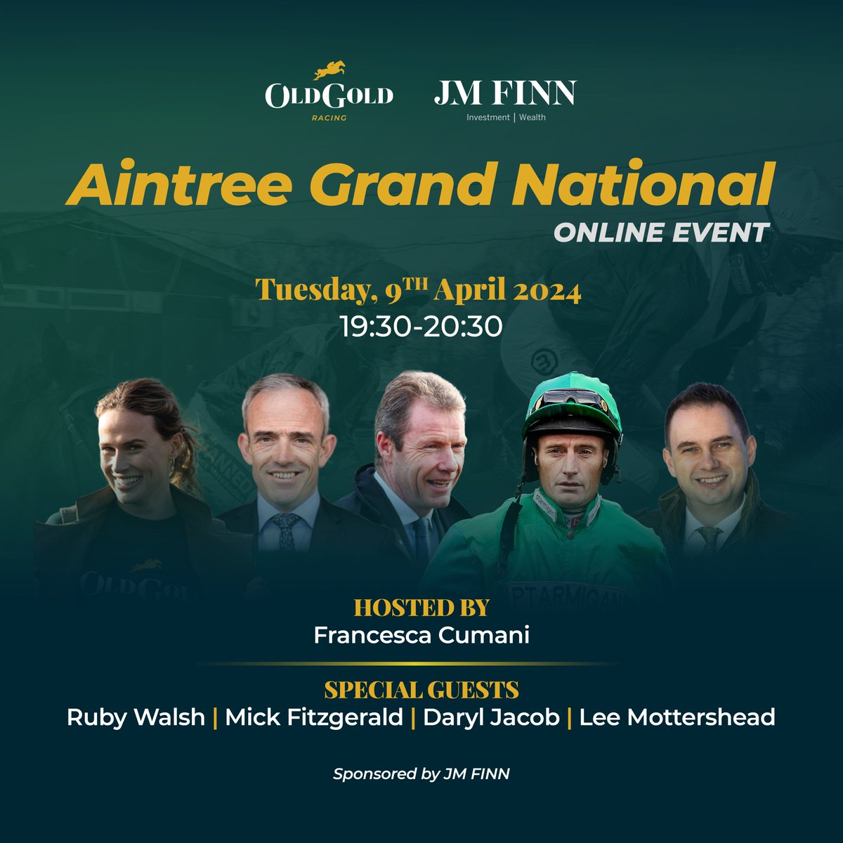 Old Gold Racing (@oldgoldracing) on Twitter photo Our #GrandNational zoom will take place tomorrow! 🤩
We're delighted to be bringing you an all star lineup, featuring <a href="/francescacumani/">Francesca Cumani</a>, <a href="/Ruby_Walsh/">Ruby Walsh</a>, <a href="/mickfitzg/">mick fitzgerald</a>, <a href="/Dazjacob10/">Daryl Jacob</a> and <a href="/leemottershead/">Lee Mottershead</a>!
🤝 <a href="/JMFinnWealth/">JMFinn</a>
oldgoldracing.myclickfunnels.com/aintree-grand-… Our #GrandNational zoom will take place tomorrow! 🤩
We're delighted to be bringing you an all star lineup, featuring <a href="/francescacumani/">Francesca Cumani</a>, <a href="/Ruby_Walsh/">Ruby Walsh</a>, <a href="/mickfitzg/">mick fitzgerald</a>, <a href="/Dazjacob10/">Daryl Jacob</a> and <a href="/leemottershead/">Lee Mottershead</a>!
🤝 <a href="/JMFinnWealth/">JMFinn</a>
oldgoldracing.myclickfunnels.com/aintree-grand-…