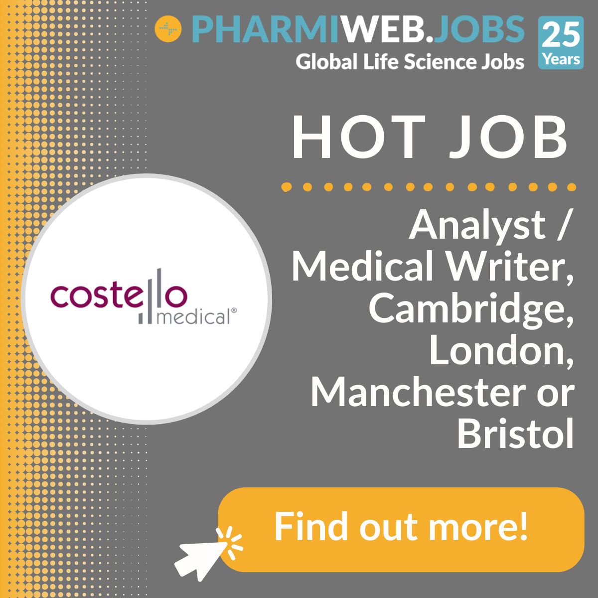 Hot Job! Analyst / Medical Writer - Cambridge, London, Manchester, or Bristol: buff.ly/4cHLeaJ Find out more and apply now: buff.ly/4cHLeaJ #medicalwriter #medcomms #analystjobs #medicalwriterjobs #costellomedical