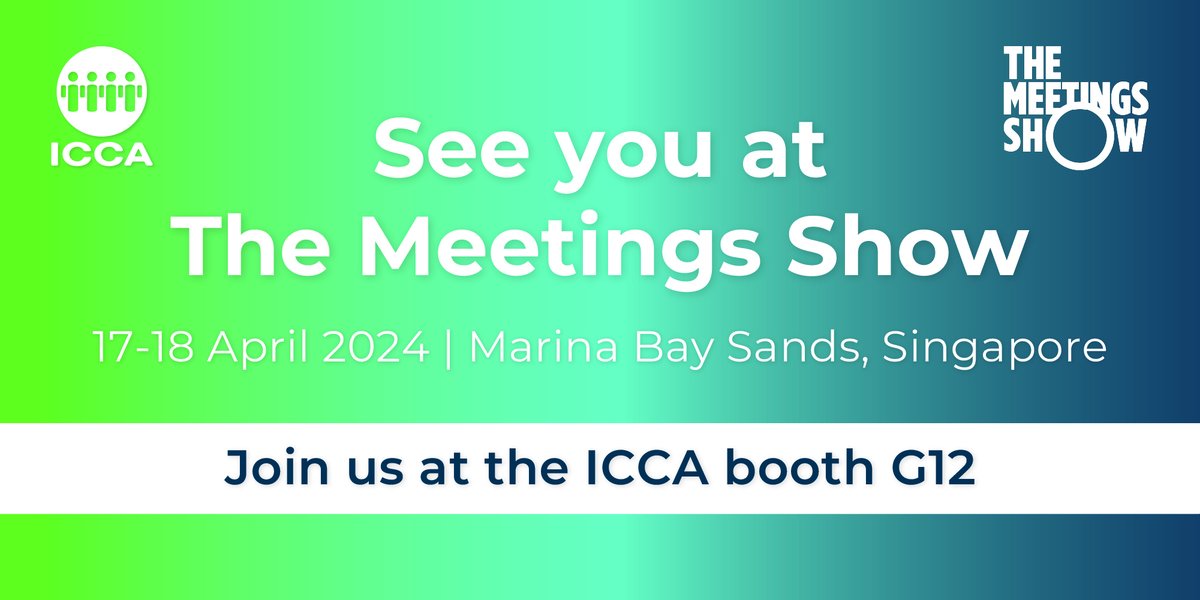 🤝Meet the #ICCATeam at The Meetings Show APAC 2024 from 17-18 April. Be sure to visit us at the #ICCABooth G12 and don't miss our interactive session - 'Event Magic and well being' - on the 18 April at 1:10pm. Find out more🔗iccaworld.org/event/the-meet…