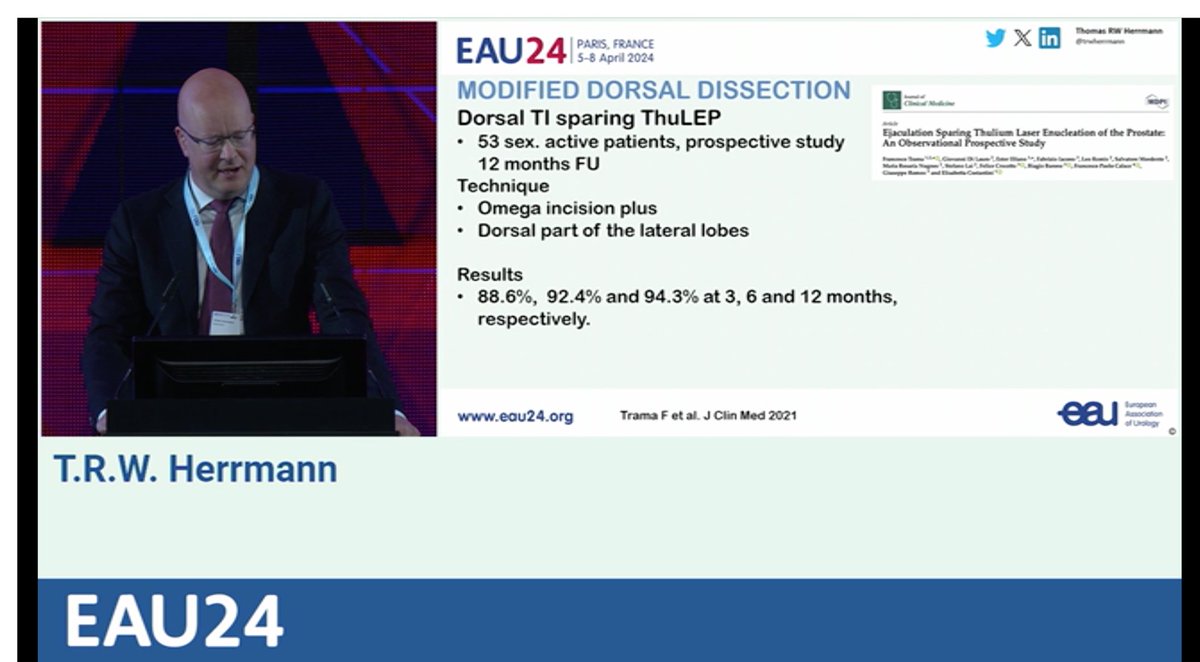 Charting new territory in prostate enucleation, Prof @trwherrmann describes  technique for preserving ejaculation. It's not just about removing the problem; it's about enhancing life after. #HoLEP #Innovation #EAU24