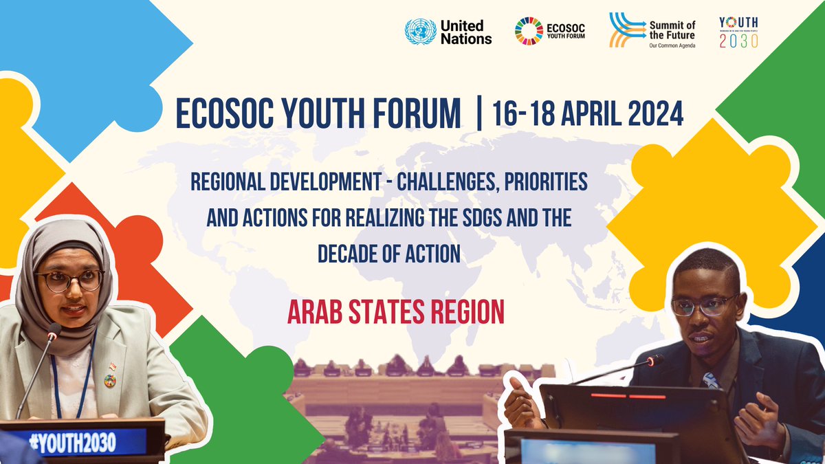 🕙 April 17, 10:00 - 11:30 AM EST The @UNECOSOC #Youth2030 Forum Arab States Region session is calling! Let's identify challenges, set priorities and chart the course towards the #GlobalGoals 🌟 🌎 Find out more 👉 bit.ly/EYF2024