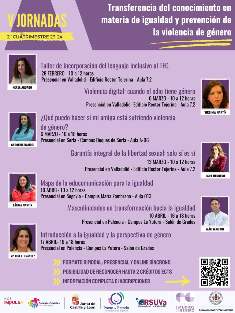 En las V Jornadas Transferencia del conocimiento en materia de igualdad y prevención de la violencia de género, este 📅10 de abril a las 16:00 tendrá lugar en @UVaPalencia la 👥Conferencia 'Masculinidades en transformación hacia la igualdad' por Iván Sambade de @EUE_PA