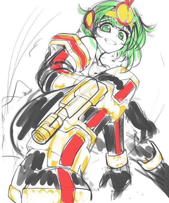 skeb合間の息抜きラクガキ…とあるVtuberさん5周年だから555…カラーリングをどっちに寄せるか… 