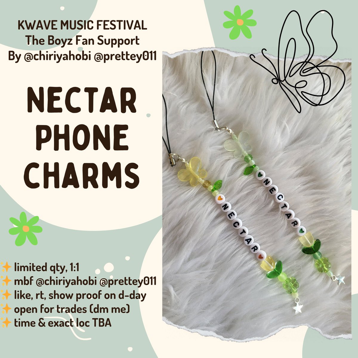 ChiriyaHobi's tweet photo. K WAVE MUSIC FESTIVAL
THE BOYZ Fan Support by
@ChiriyaHobi @Prettey011

NECTAR PHONE CHARMS

✨️limited qty, 1:1
✨️mbf @ChiriyaHobi @Prettey011
✨️like, rt, show proof on d-day
✨️open for trades (dm me)
✨️time &amp; exact loc TBA

#KWAVEPH #kwavemusicfest
#THEBOYZ https://t.co/Z8K0XbGL2u