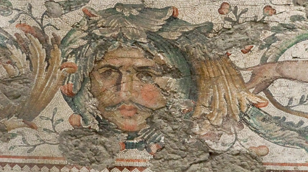 #MosaicMonday Are you unimpressed with your Monday? This moustachioed gent stands in solidarity, as you might expect given he seems trapped in a floral border of a larger mosaic. This Byzantine piece dates to the C6th CE 🏛 Great Palace Mosaic Museum, Istanbul 📸 Laurom