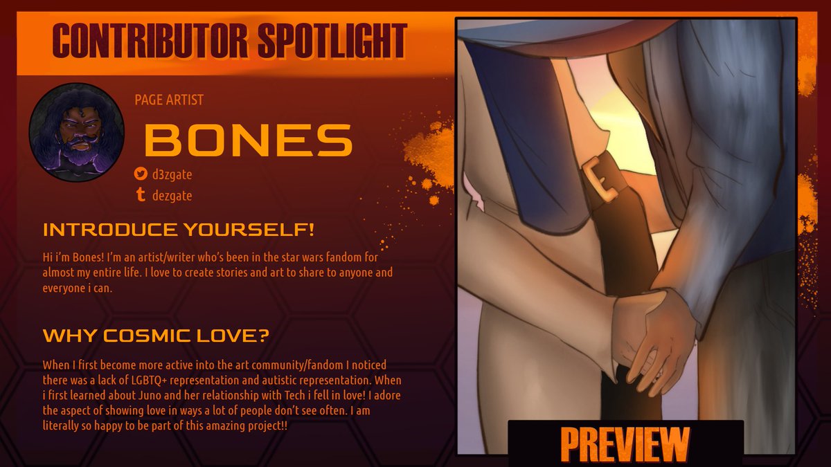 ⚡️CONTRIBUTOR SPOTLIGHT: Introducing <a href="/d3zgate/">Bones || 🩻Comms Open🩻</a>, one of our wonderful page artists! ⚡️

Tech and Juno share a special moment at sunset! 🌆

Keep an eye out for more contributor spotlights soon, and don't forget to support us on KS! #TheBadBatch