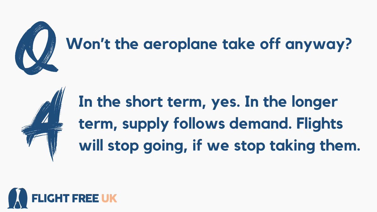 Whilst your decision not to fly might not ground that particular plane, in the long term, industry responds to demand. Eventually, flights will stop going, if we stop taking them. This and more in our FAQs: flightfree.co.uk/faq/