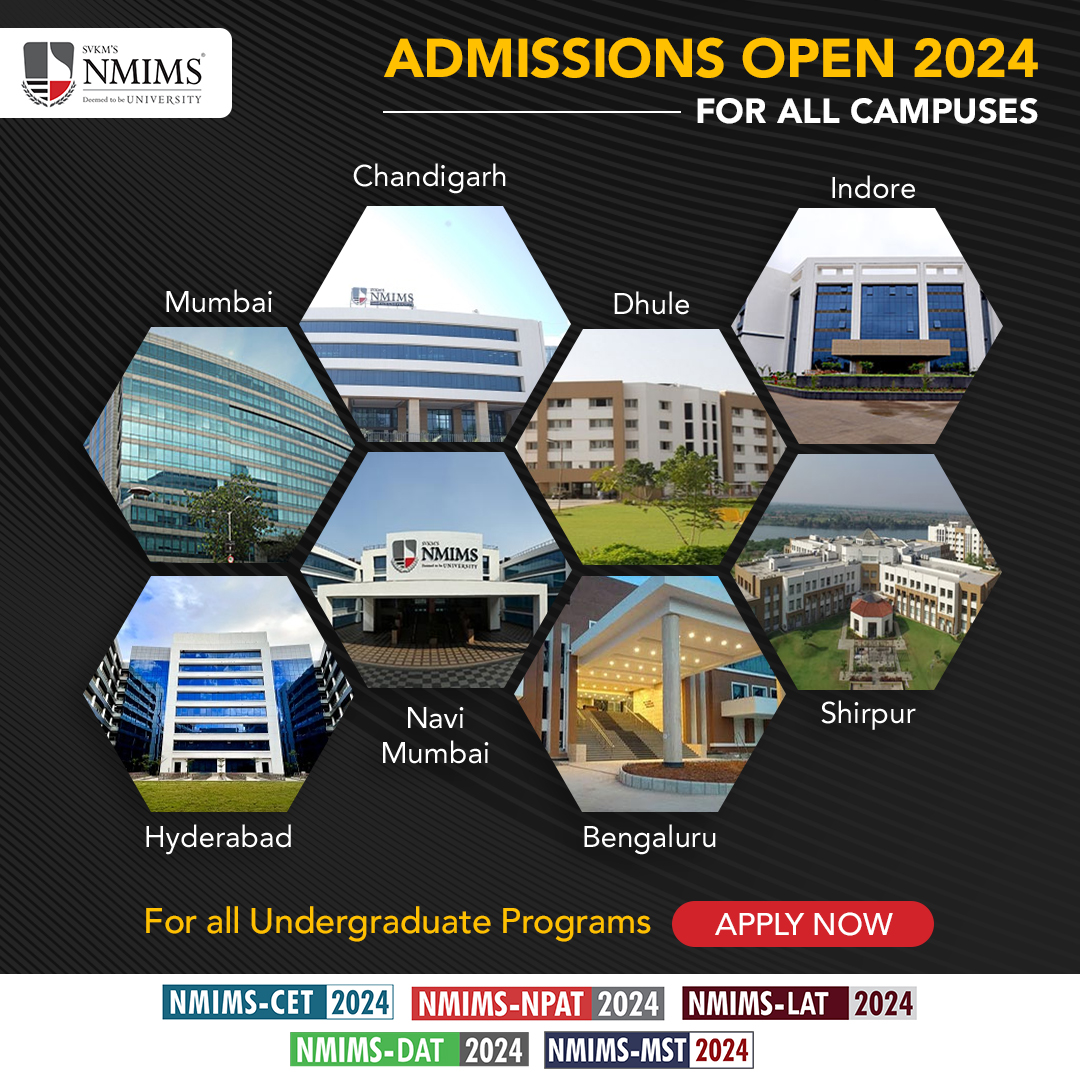 nmims_india's tweet photo. At NMIMS, we believe in enabling our students to explore their interests with our multidisciplinary programs.
Admissions to our undergraduate programs across all 8 NMIMS campuses are now open.
Register Now, Apply through https://t.co/RR7QFQPYgP
#NMIMS #NCET #NPAT #NLAT #NDAT https://t.co/xXZCctAVmx