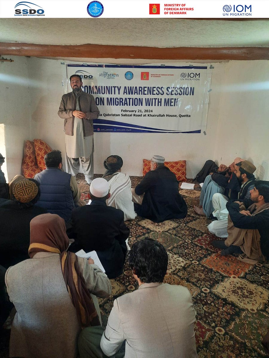 With support from @DanishMFA , IOM-Pakistan and SSDO Pakistan and Federal Investigation Agency , conducted an awareness-raising campaign with Quetta's Community Men on the risks associated with Irregular Migration. Together we are building a safer future for our community.