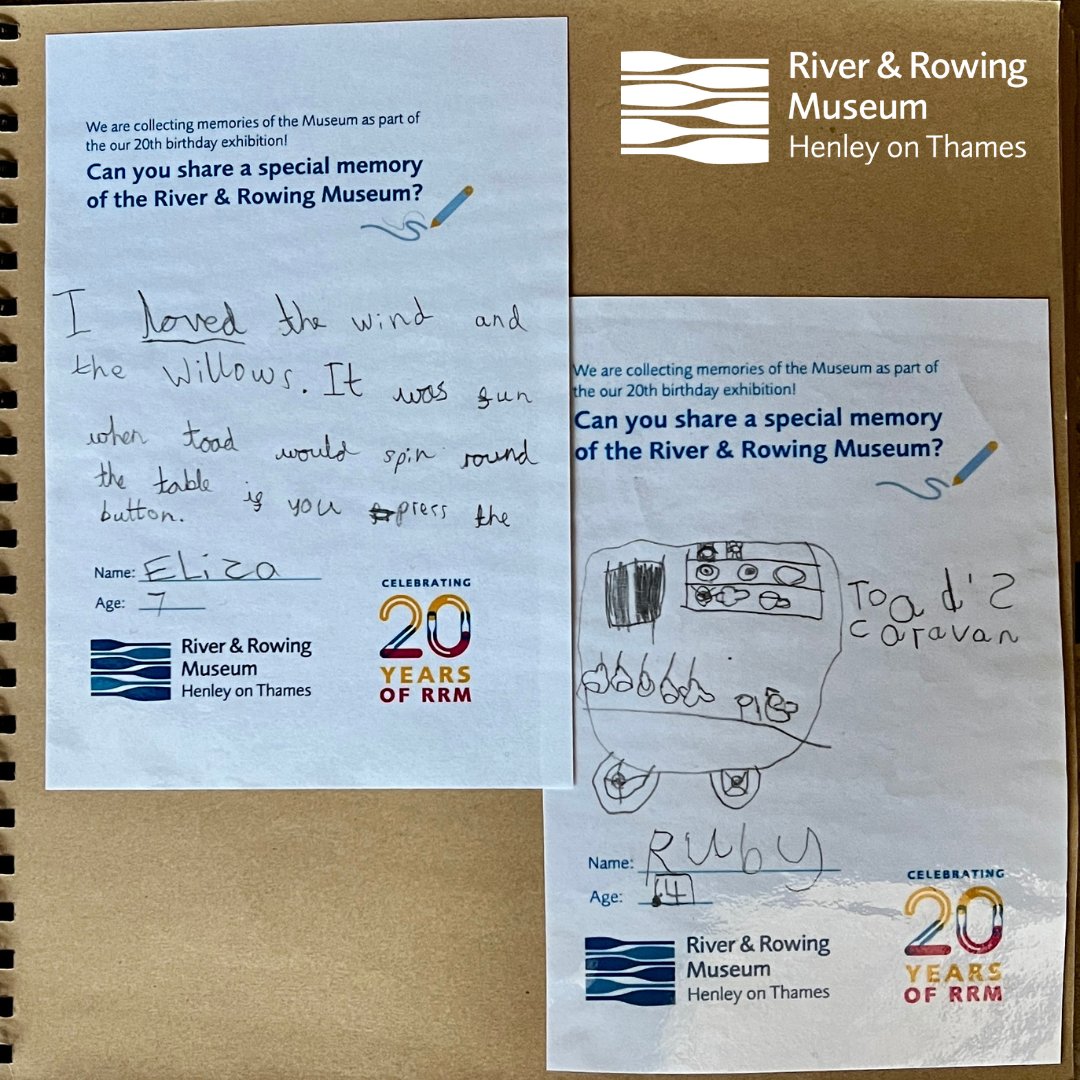 We recently rediscovered a couple of scrapbooks that were created as part of our 20th anniversary celebrations. These two handwritten notes are adorable, and we love the drawing!

We'd love to know if Eliza and Ruby are still visitors to the Museum.

#HenleyOnThames #Museum