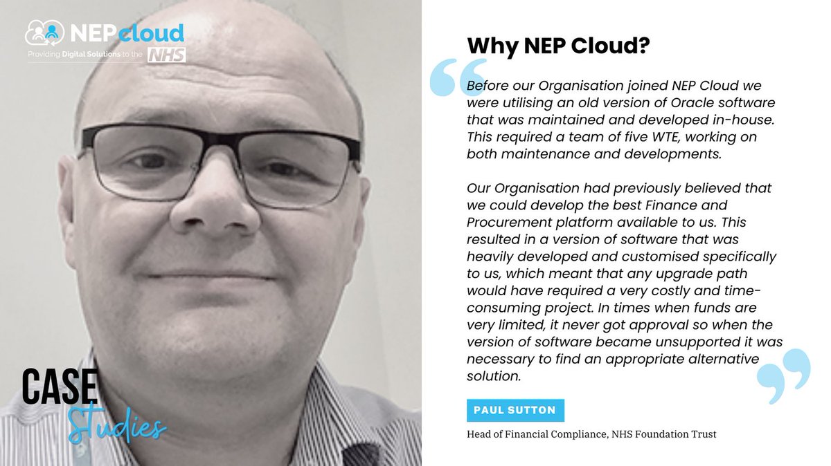 Here are some insights from our colleague, Paul Sutton, as he tells us the advantages that led their organisation to select NEP Cloud as its trusted system provider. Find out more here - nepcloud.nhs.uk/case-studies/p…