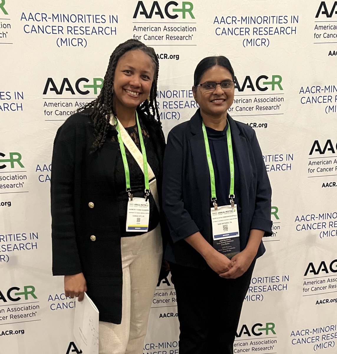 Thank you @AACR Minorities in Research Council for honoring me as a trainee and Dr. Viswanadhipalli as an excellent faculty member! #AACR24 @KUcancercenter