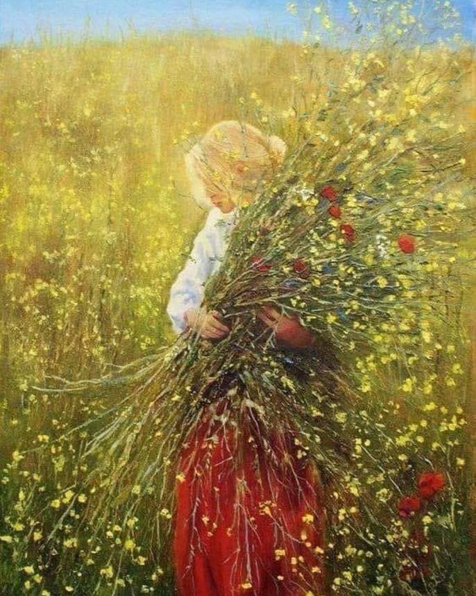 'Niña con flores',  del pintor noruego Hans Dahl (1849-1937).